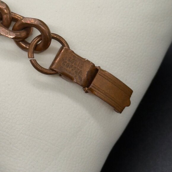 Vintage Solid Copper Chain Link Bracelet With Hook Clasp 6 3/4" - Picture 6 of 12